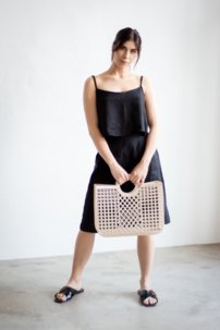 STELA ľanové bermudy BLACK