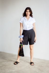 ALOHA ľanová crop košeľa WHITE