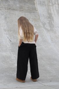 TERACOTA unisex ľanové nohavice BLACK