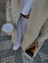 MASTERPIECE LARA belted ľanový trench coat CUSTOMIZED TAILORING