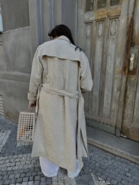 MASTERPIECE LARA belted ľanový trench coat CUSTOMIZED TAILORING