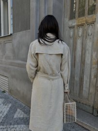 MASTERPIECE LARA belted ľanový trench coat CUSTOMIZED TAILORING