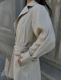 MASTERPIECE LARA belted ľanový trench coat CUSTOMIZED TAILORING