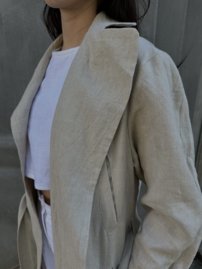 MASTERPIECE LARA belted ľanový trench coat CUSTOMIZED TAILORING