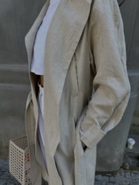 MASTERPIECE LARA belted ľanový trench coat CUSTOMIZED TAILORING