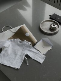 NEWBORN unisex ľanová zavinovacia košieľka WHITE